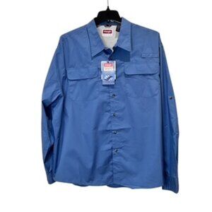 NEW Wrangler Work Shirt Blue Long‎ Sleeve Quick Dry Mens Size 3XL